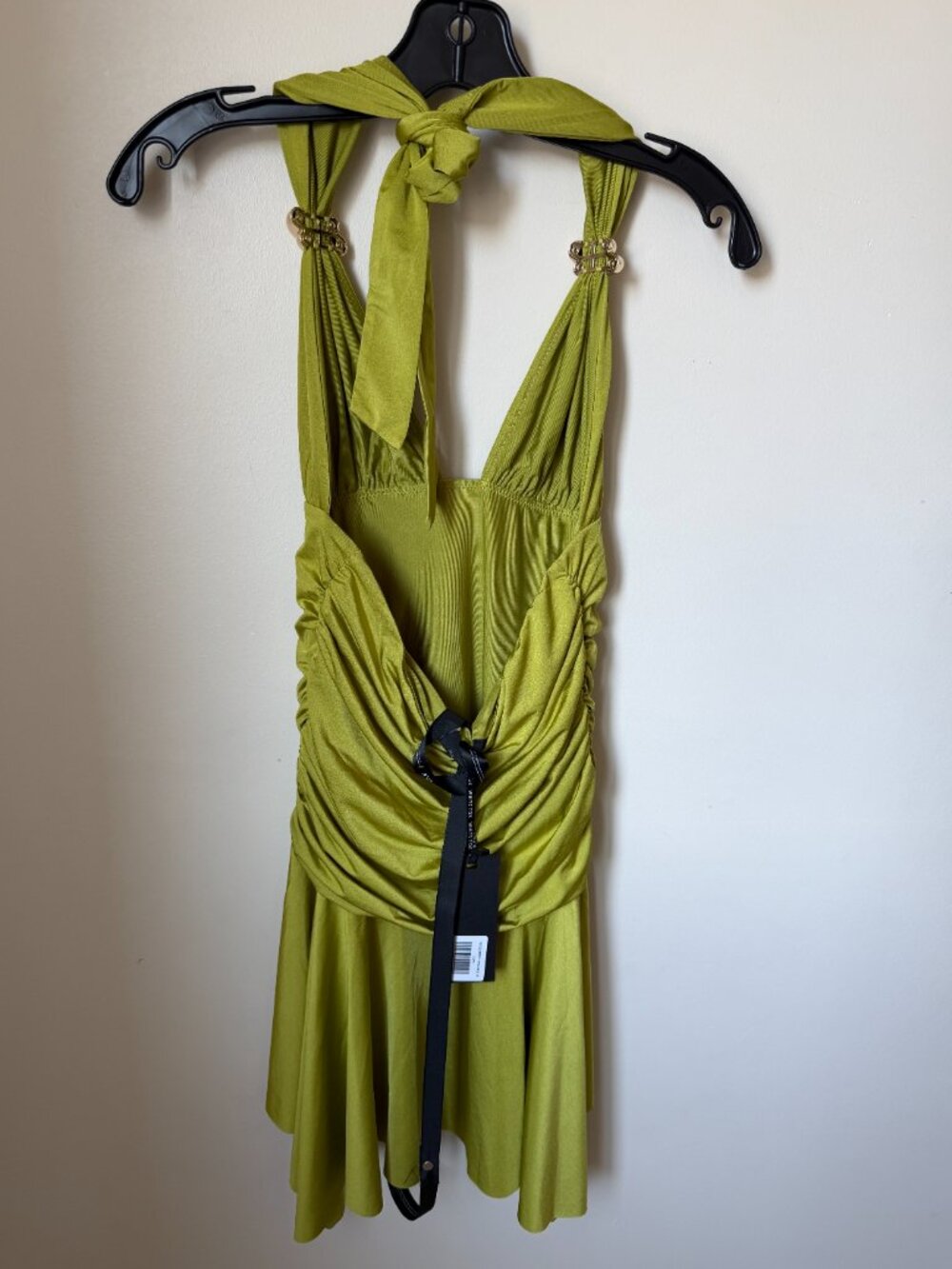 White Fox Green Chartreuse Mini Dress | Tie Halter Neck | Y2K Party Dress NWT - Picture 6 of 6